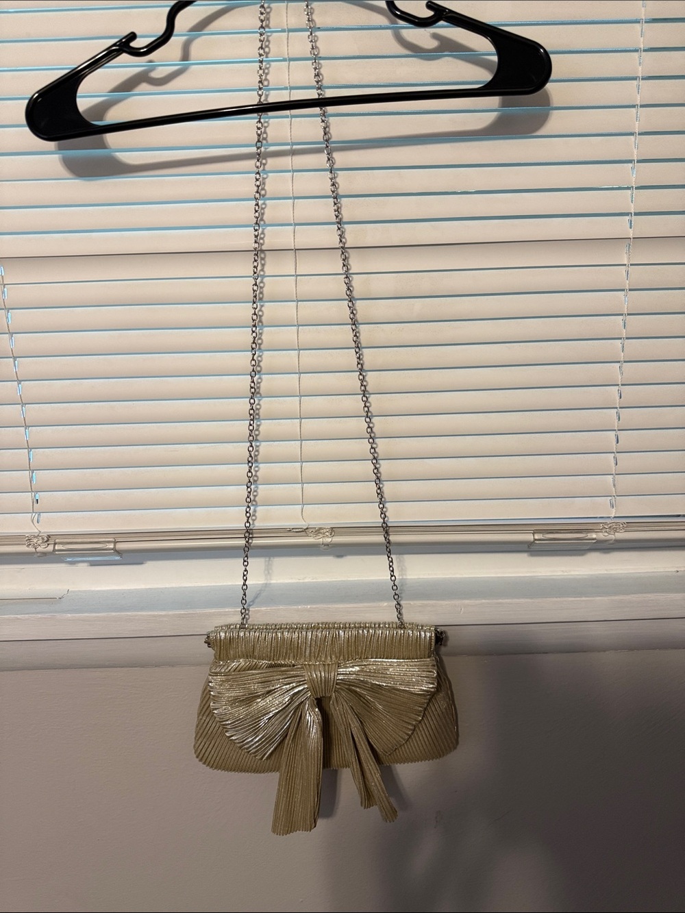 Metallic Gold Mini Crossbody with Bow Accent